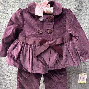 Vintage Macy's Girls Purple Velvet Two-Piece Matching Set